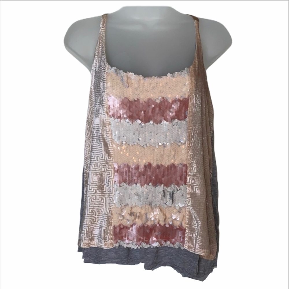 Anthropologie tank by Tiny sequins velvet pink